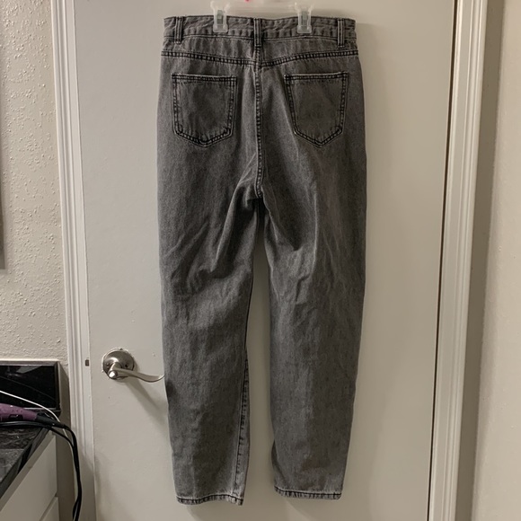 Zipper Fly Ripped Detail Jeans Grey L(8/10) - Picture 2 of 4